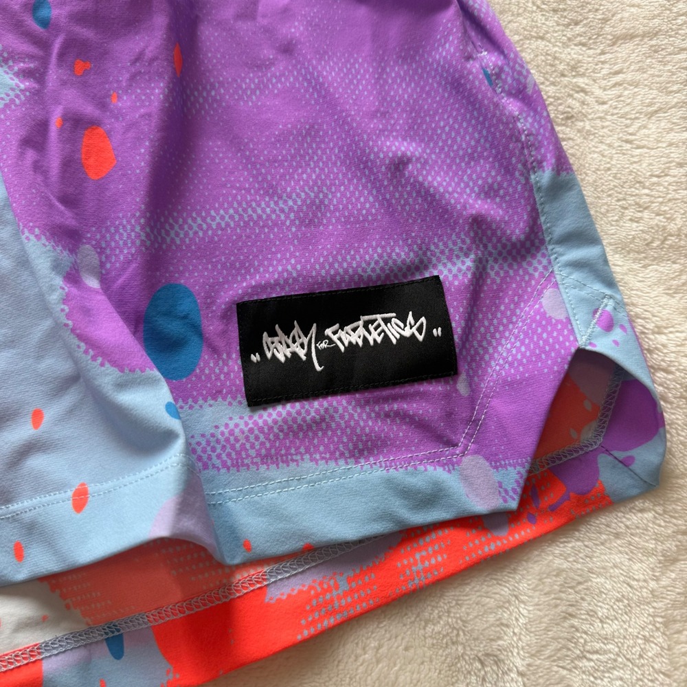 Fabletics x Graffitipop Womens XXL/1X Purple Paint Splatter Running Shorts 3in - Picture 3 of 9
